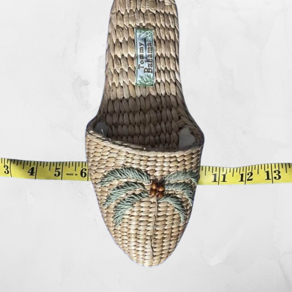 Tommy Bahama Woven Straw Palm Tree Sandals | Resort Coastal Cottagecore Tropical - Picture 10 of 11
